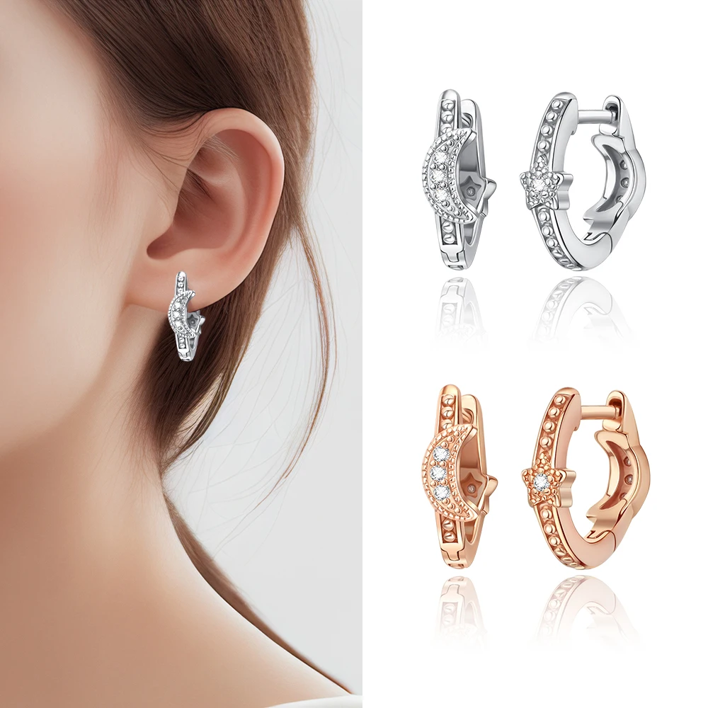Beautiful 925 Sterling Silver Rose Gold Combination Ring Star and Moon Irregular Earrings Matching Jewelry Gifts for Sisters
Beautiful 925 Sterling Silver Rose Gold Combination Ring Star and Moon Irregular Earrings Matching Jewelry Gifts for Sisters