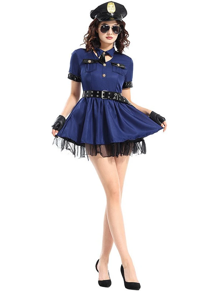 Blue Short Skirt Police Women's Uniform Halloween Performance Costume Bar DS Stage Full Set Sexy Spring Summer Police Uniform
Blue Short Skirt Police Women's Uniform Halloween Performance Costume Bar DS Stage Full Set Sexy Spring Summer Police Uniform