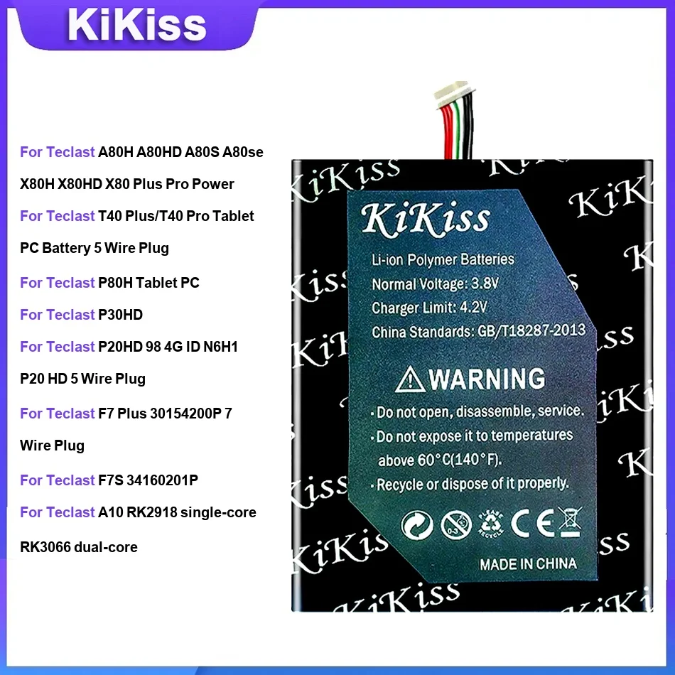 Battery For Teclast A80H T40 Plus P80H P30HD P20HD P80H F7 Plus F7S A10 RK2918 F7 7 line F5 2666144 NV-2778130-2S H-30137162P
Battery For Teclast A80H T40 Plus P80H P30HD P20HD P80H F7 Plus F7S A10 RK2918 F7 7 line F5 2666144 NV-2778130-2S H-30137162P