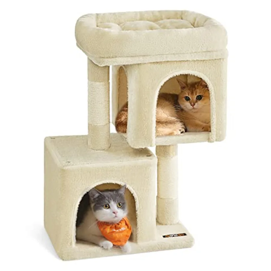 Cat Tree 26.4-Inch Cat Tower Plush Condo for Kittens up to 7 lb Large Perch 2 Caves Scratching Post Beige UPCT611M01
Cat Tree 26.4-Inch Cat Tower Plush Condo for Kittens up to 7 lb Large Perch 2 Caves Scratching Post Beige UPCT611M01