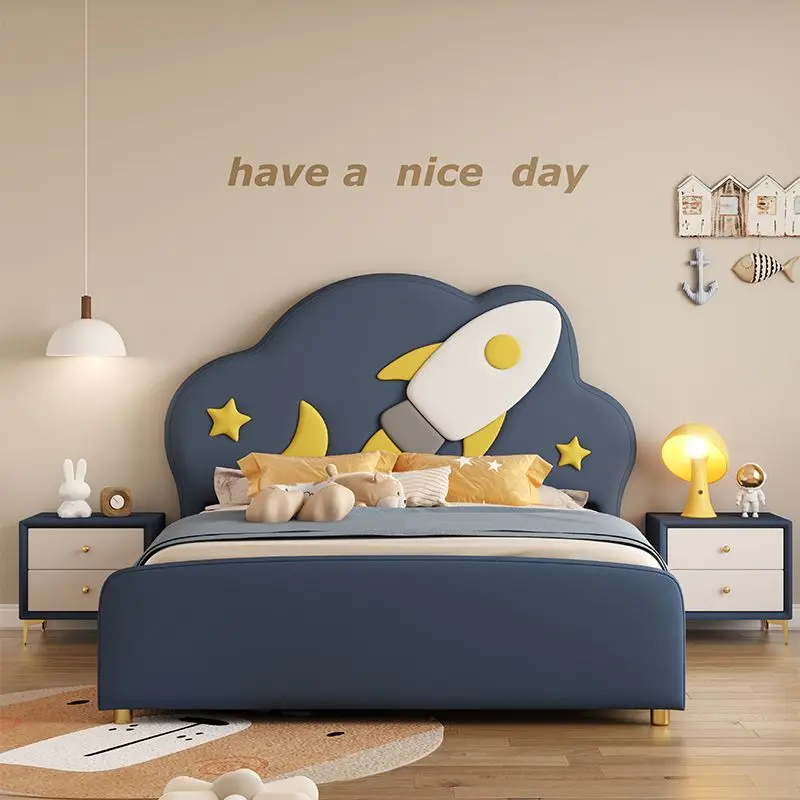 Cartoon Rocket Children's Bed Modern Design Durable Leather Upholstery Wooden Frame Soft Bag Backrest for Hotel Villa Apartment
Cartoon Rocket Children's Bed Modern Design Durable Leather Upholstery Wooden Frame Soft Bag Backrest for Hotel Villa Apartment