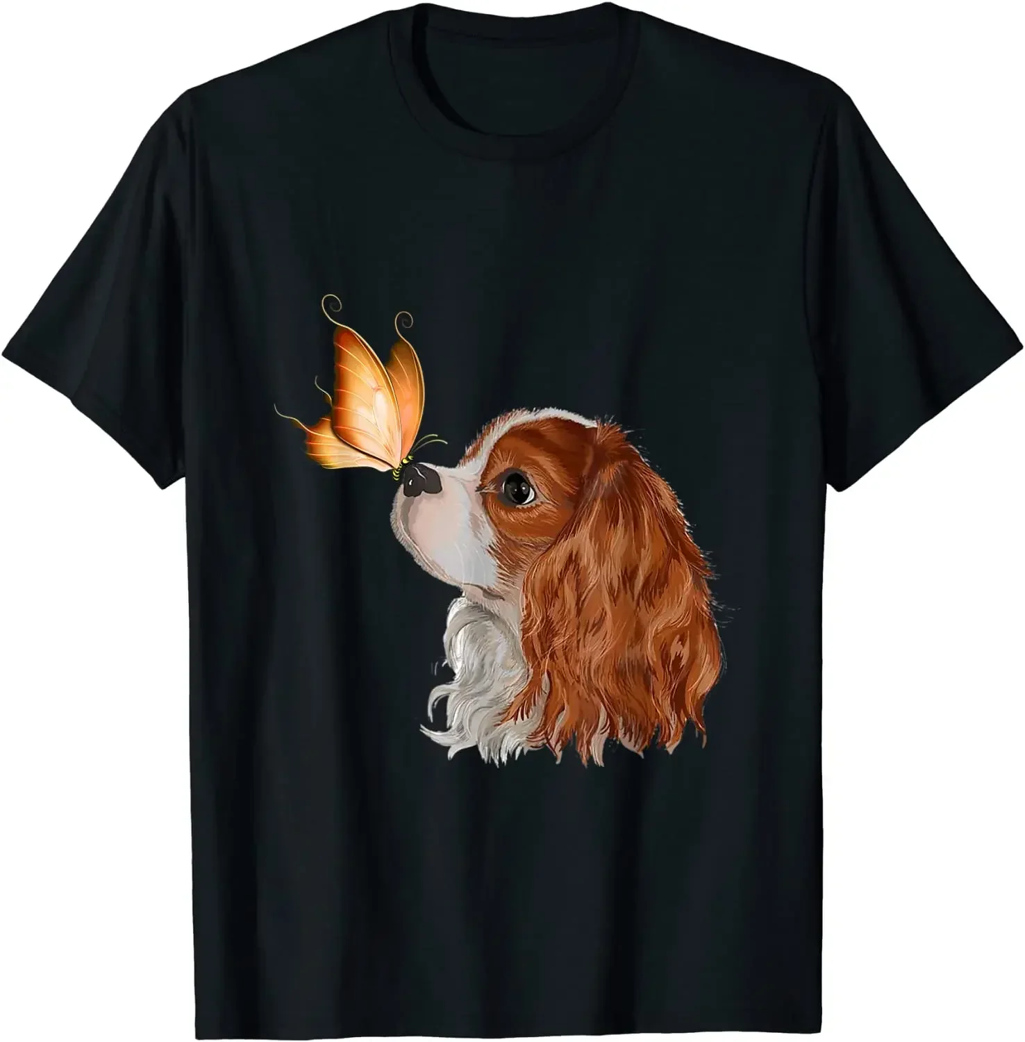 Cavalier King Charles Spaniel Butterfly Graphic T-Shirt Breathable Cotton Round Neck Tee
Cavalier King Charles Spaniel Butterfly Graphic T-Shirt Breathable Cotton Round Neck Tee