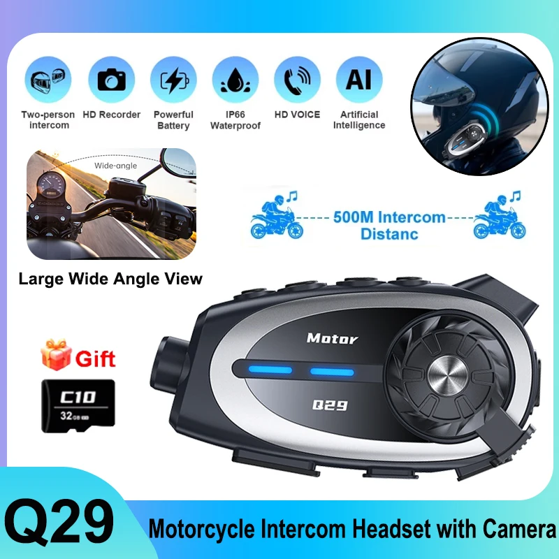Q29 Motorcycle Helmet Bluetooth Headset For 2 Riders intercommunicator 300M 1080P HD Wireless Camera and WiFi Video Recorder
Q29 Motorcycle Helmet Bluetooth Headset For 2 Riders intercommunicator 300M 1080P HD Wireless Camera and WiFi Video Recorder