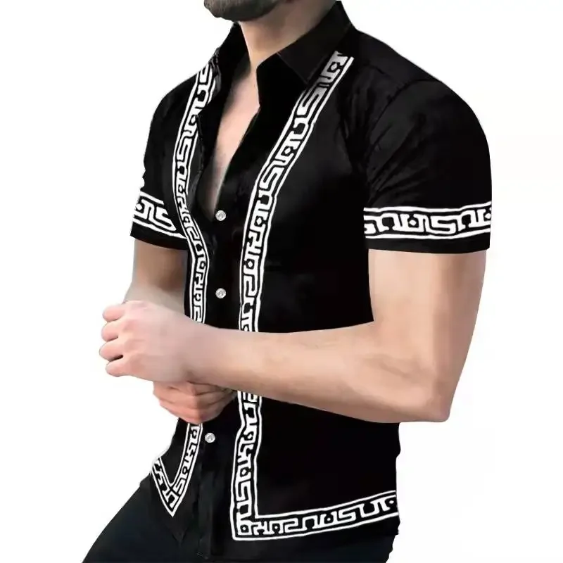 Summer Fashion Men's Casual Oversized Shirts Turn-down Collar Buttoned Shirt Stripe Print Short Sleeve Tops Party Mens Clothing
Summer Fashion Men's Casual Oversized Shirts Turn-down Collar Buttoned Shirt Stripe Print Short Sleeve Tops Party Mens Clothing