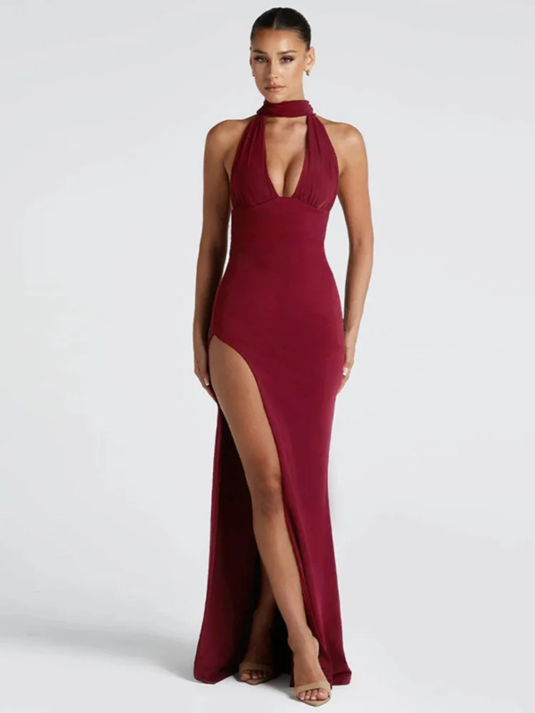 Mozision Scarf Collar Backless Sexy Maxi Dress Women Gown Fashion Halter Deep V Neck Thigh High Split Bodycon Long Dress
Mozision Scarf Collar Backless Sexy Maxi Dress Women Gown Fashion Halter Deep V Neck Thigh High Split Bodycon Long Dress