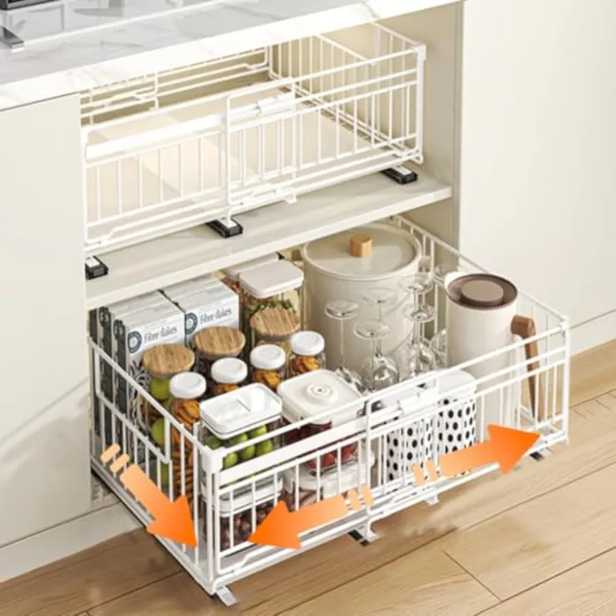 Expandable Pull Out Cabinet Organiser, No Drill Adhesive Slide Out Kitchen Drawer Shelf Durable Metal for Under Sink, Cupboard,
Expandable Pull Out Cabinet Organiser, No Drill Adhesive Slide Out Kitchen Drawer Shelf Durable Metal for Under Sink, Cupboard,