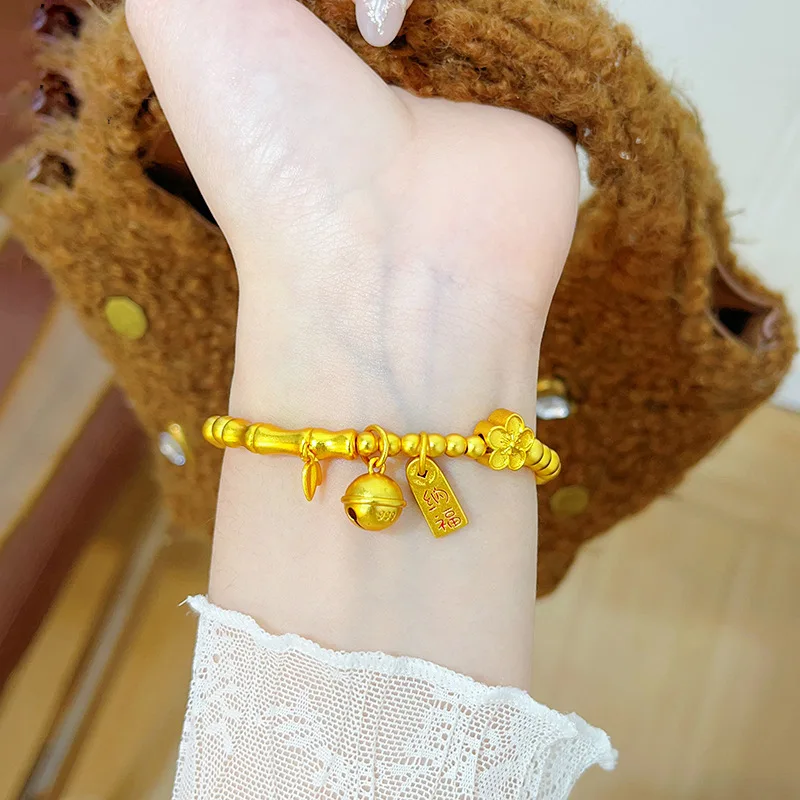Sweet & Gentle Bamboo Pendant Lucky Bell Gold Bead Bracelet For Women 24K Gold AU999, youthful and age-reducing
Sweet & Gentle Bamboo Pendant Lucky Bell Gold Bead Bracelet For Women 24K Gold AU999, youthful and age-reducing