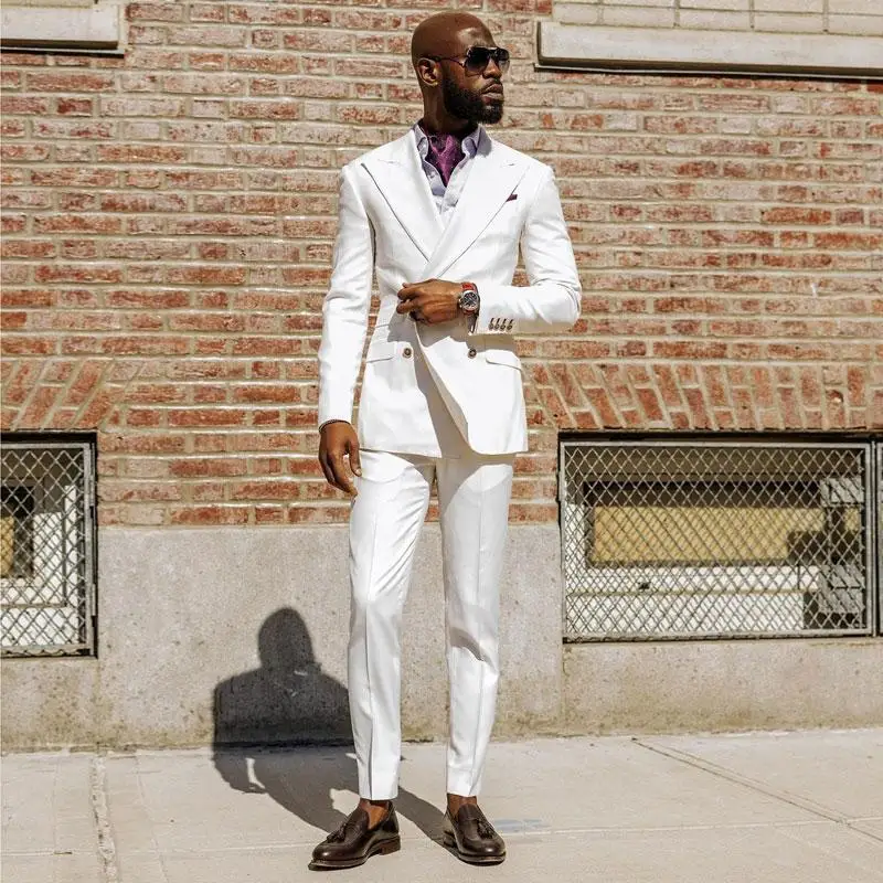 White Slim Fit Men Suits Peaked Lapel Male Tuxedos for Wedding Party Blazer Man Groom Wear Double Breasted Prom Jackets Pants
White Slim Fit Men Suits Peaked Lapel Male Tuxedos for Wedding Party Blazer Man Groom Wear Double Breasted Prom Jackets Pants