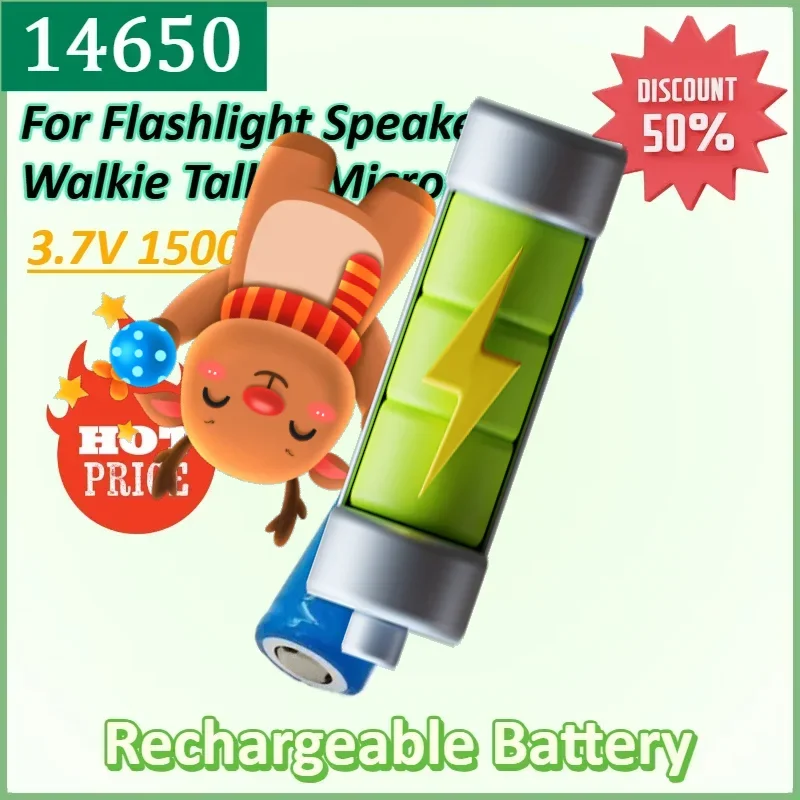 2PCS 14650 3.7V 1500mAh Lithium Ion Li-ion Rechargeable Battery for Flashlight Speaker Walkie Talkie Microphone Batteries
2PCS 14650 3.7V 1500mAh Lithium Ion Li-ion Rechargeable Battery for Flashlight Speaker Walkie Talkie Microphone Batteries