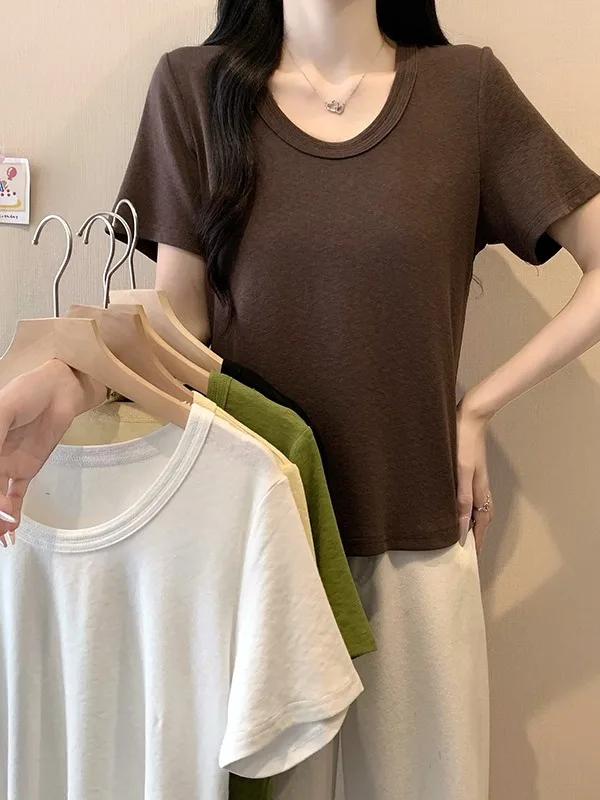 plus Size Casual round Neck Short Sleeve T-Shirt Summer New Style Korean Style Pure Color Hide Meat Effect Comfortable Overhe...
plus Size Casual round Neck Short Sleeve T-Shirt Summer New Style Korean Style Pure Color Hide Meat Effect Comfortable Overhe...