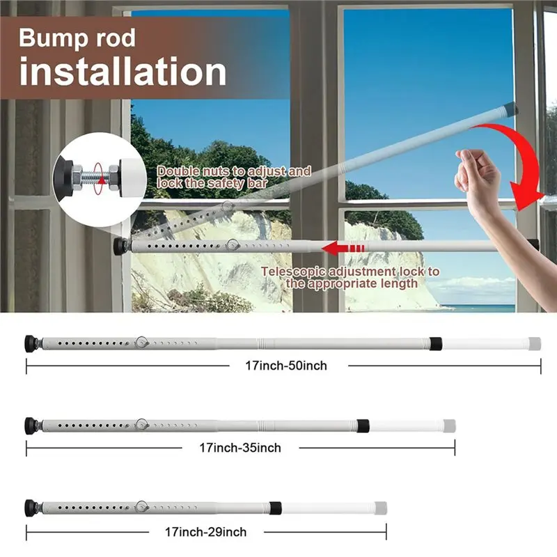 【NOW SAVE】Sliding Door Security Lock Bar, 17-50 Inch Adjustable With Rubber Tips, For Window Safety Bar Home
【NOW SAVE】Sliding Door Security Lock Bar, 17-50 Inch Adjustable With Rubber Tips, For Window Safety Bar Home