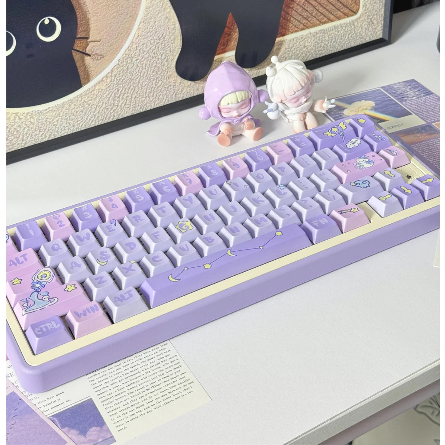 Magic Kitten 126 Keys Cherry Keycap PBT Personalized Purple for 60/64/84/98/108 Gaming Mechanical Keyboard MX Switch
Magic Kitten 126 Keys Cherry Keycap PBT Personalized Purple for 60/64/84/98/108 Gaming Mechanical Keyboard MX Switch