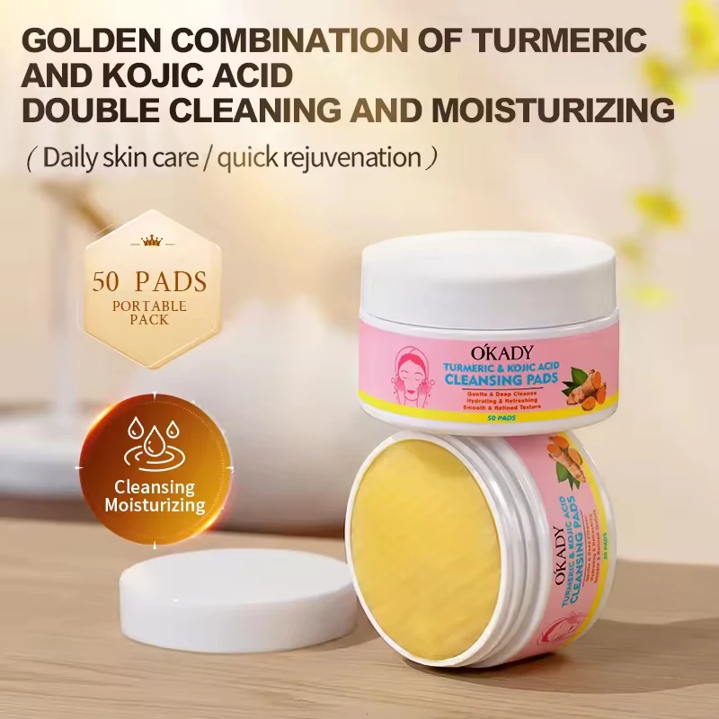 50Pads/box Deep Cleansing Brightening Exfoliating Pads With Turmeric And Kojic Acid For Smooth Radiant Skin Face Care
50Pads/box Deep Cleansing Brightening Exfoliating Pads With Turmeric And Kojic Acid For Smooth Radiant Skin Face Care