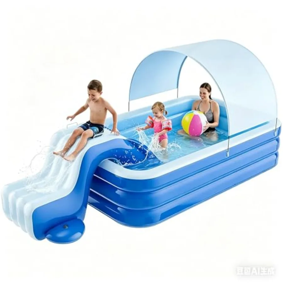 Nuwni 8 FT Inflatable Pool with Slide and UV Protection Canopy, 98 x 55 x 21 inch Family Blow Up Pool for Toddlers and,Thickene
Nuwni 8 FT Inflatable Pool with Slide and UV Protection Canopy, 98 x 55 x 21 inch Family Blow Up Pool for Toddlers and,Thickene