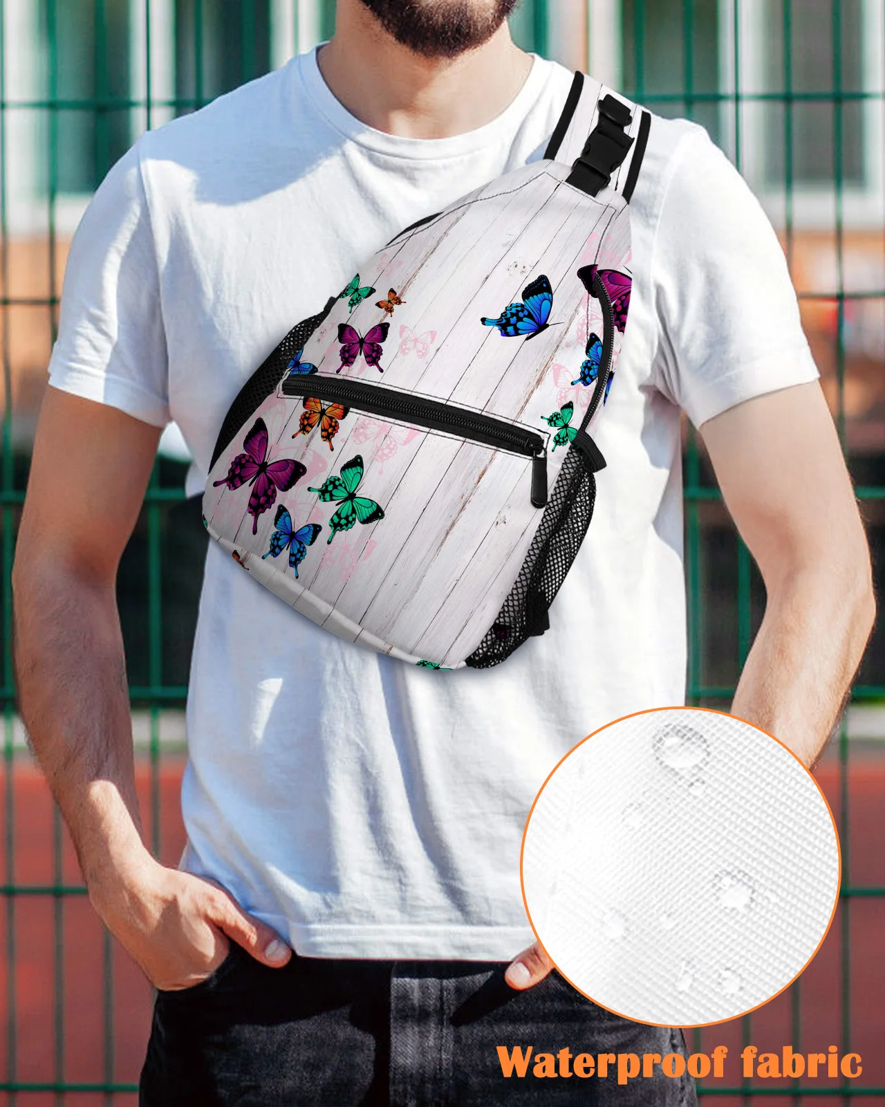 Wood Grain Retro Colorful Butterfly Chest Bag for Men Casual Sports Shoulder Bag Women's Travel Waterproof Messenger Bag
Wood Grain Retro Colorful Butterfly Chest Bag for Men Casual Sports Shoulder Bag Women's Travel Waterproof Messenger Bag