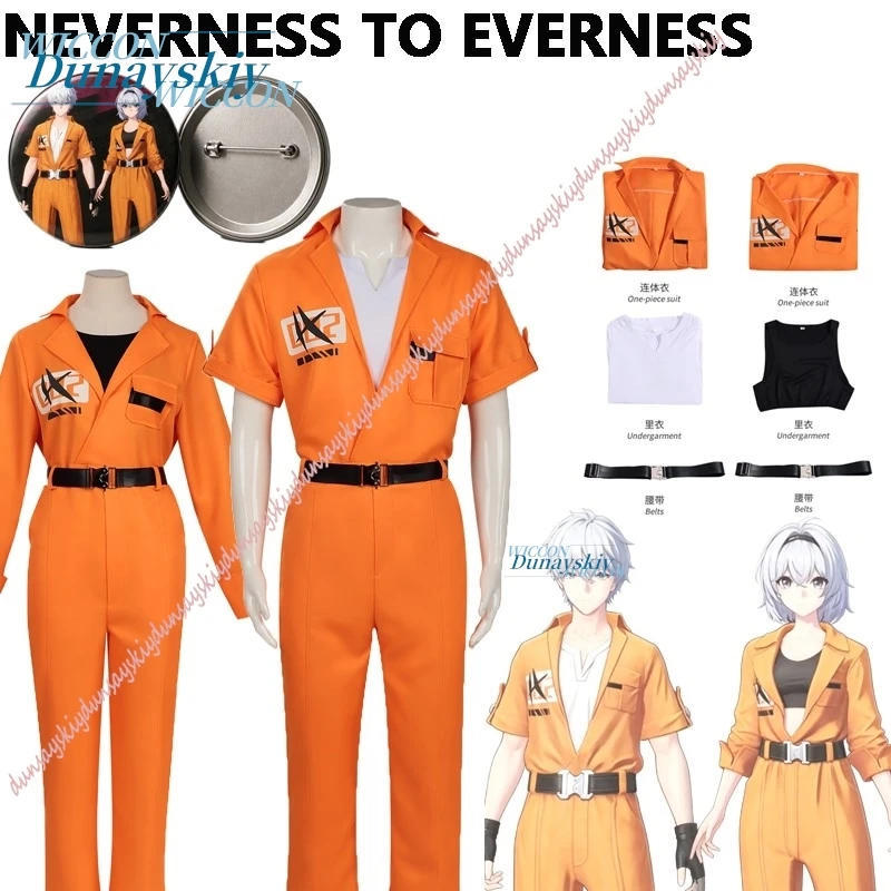 Neverness To Everness Game Cosplay Male Female Costume NTE Orange Jumpsuit With Belt Full Set Round Pin Badge Halloween Costume
Neverness To Everness Game Cosplay Male Female Costume NTE Orange Jumpsuit With Belt Full Set Round Pin Badge Halloween Costume