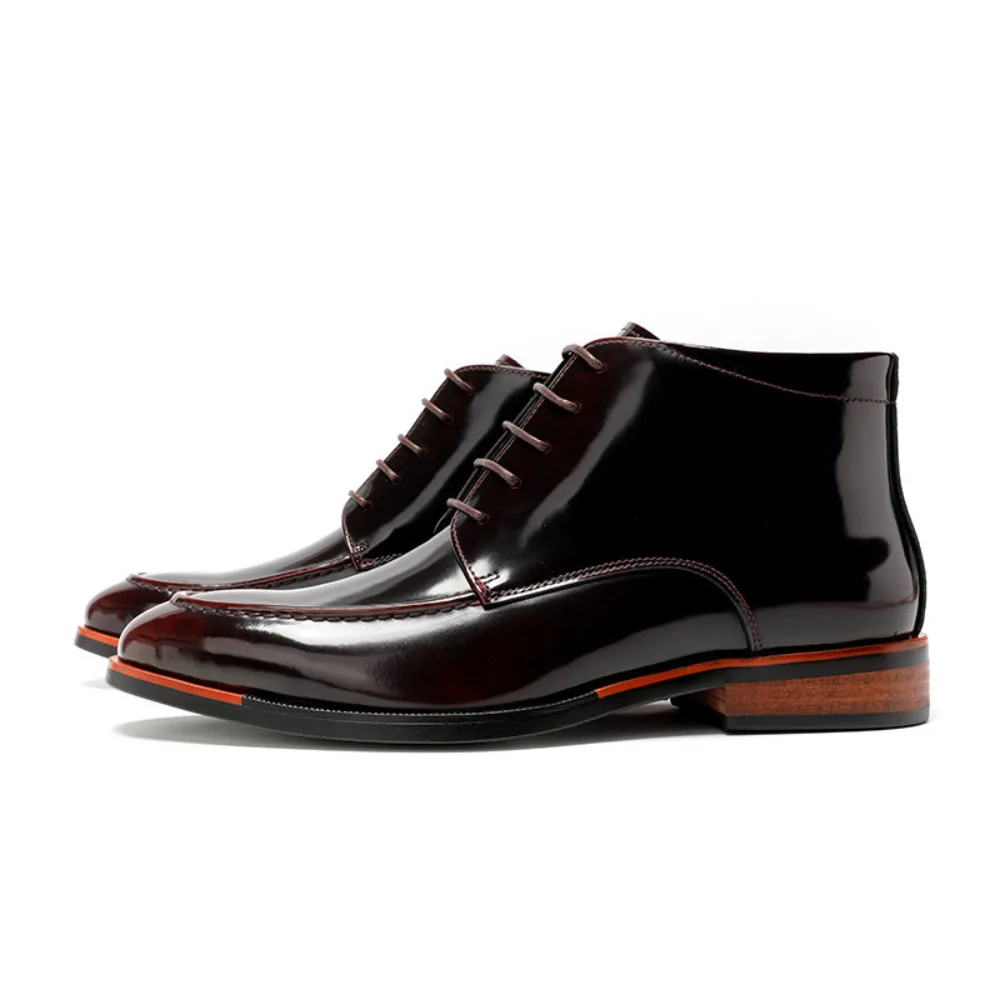 New Mens Genuine Leather Boots British Style Business Casual Glossy Pointed Toe Mid High Top Leather Boots
New Mens Genuine Leather Boots British Style Business Casual Glossy Pointed Toe Mid High Top Leather Boots