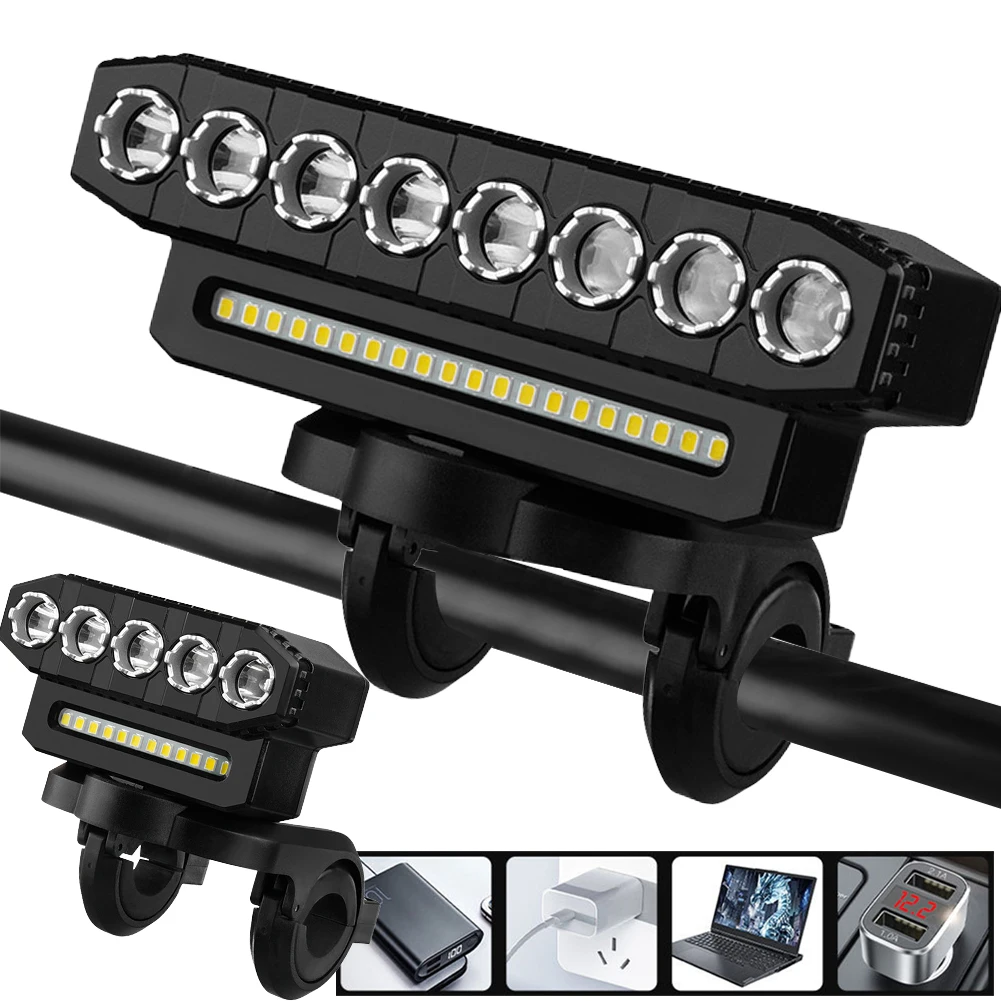 LED Bike Headlight LED Light Bar with 130DB Bell Bicycle Front Light Power Bank 6 Light Modes USB Charging Bicycle Accessories
LED Bike Headlight LED Light Bar with 130DB Bell Bicycle Front Light Power Bank 6 Light Modes USB Charging Bicycle Accessories