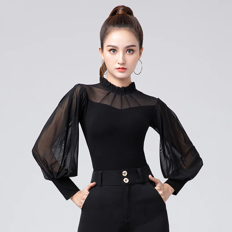 Latin Dance Top Black Mesh Latern Sleeve Top Women's National Standard Dance Chacha Rumba Tango Modern Dance Costumes DQL11259
Latin Dance Top Black Mesh Latern Sleeve Top Women's National Standard Dance Chacha Rumba Tango Modern Dance Costumes DQL11259