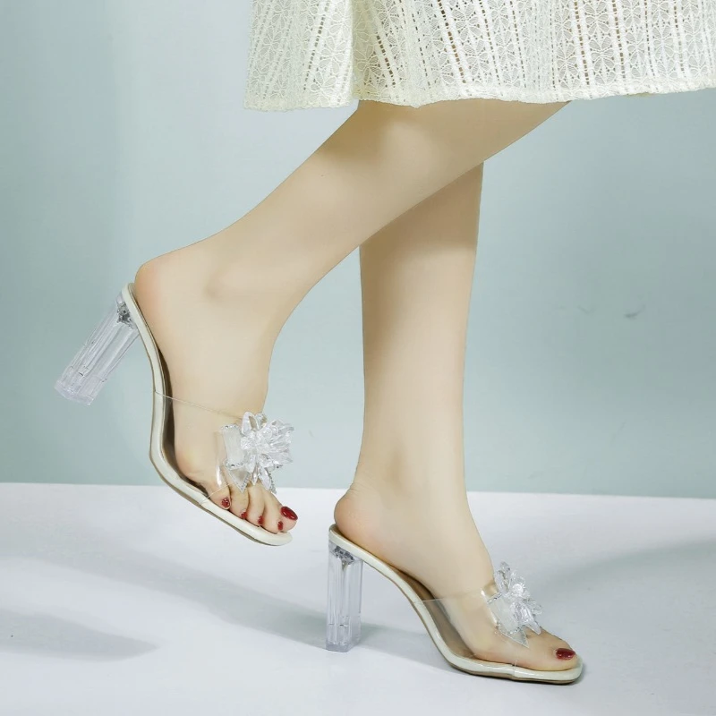 Women's 5/7CM High Heel Slippers Crystal Heel Square Toe Rhinestone Bow Women Shoes Dress New Fashion Sexy Zapatillas De Mujer
Women's 5/7CM High Heel Slippers Crystal Heel Square Toe Rhinestone Bow Women Shoes Dress New Fashion Sexy Zapatillas De Mujer
