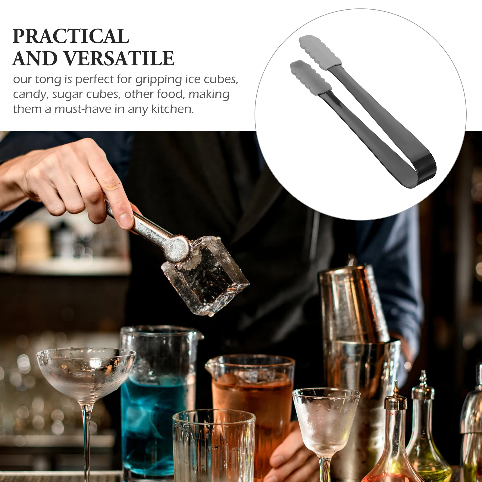 4Pcs Anti-Slip Ice Cube Tong Silicone Sleeve Stainless Steel Kitchen Cocktail Sugar Cube Food Multi-Function Tool for Parties
4Pcs Anti-Slip Ice Cube Tong Silicone Sleeve Stainless Steel Kitchen Cocktail Sugar Cube Food Multi-Function Tool for Parties