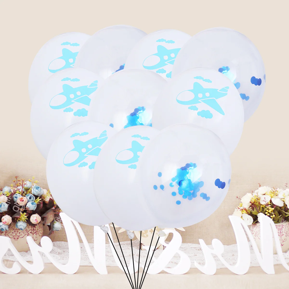 10Pcs Confetti Balloon Sequins Balloon Set Cartoon Airplane Cloud Latex Balloons Blue White Party Decoration Supplies 
10Pcs Confetti Balloon Sequins Balloon Set Cartoon Airplane Cloud Latex Balloons Blue White Party Decoration Supplies