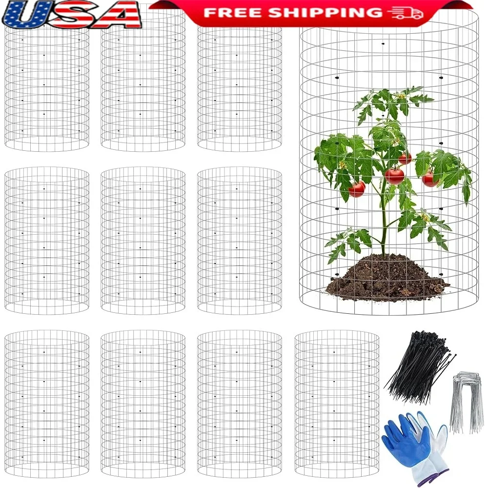 12 Set Metal Plant Protector Cage Garden Protection against Animals Heavy-Duty Wire Protectors with Stakes Nylon Ties Vegetables
12 Set Metal Plant Protector Cage Garden Protection against Animals Heavy-Duty Wire Protectors with Stakes Nylon Ties Vegetables