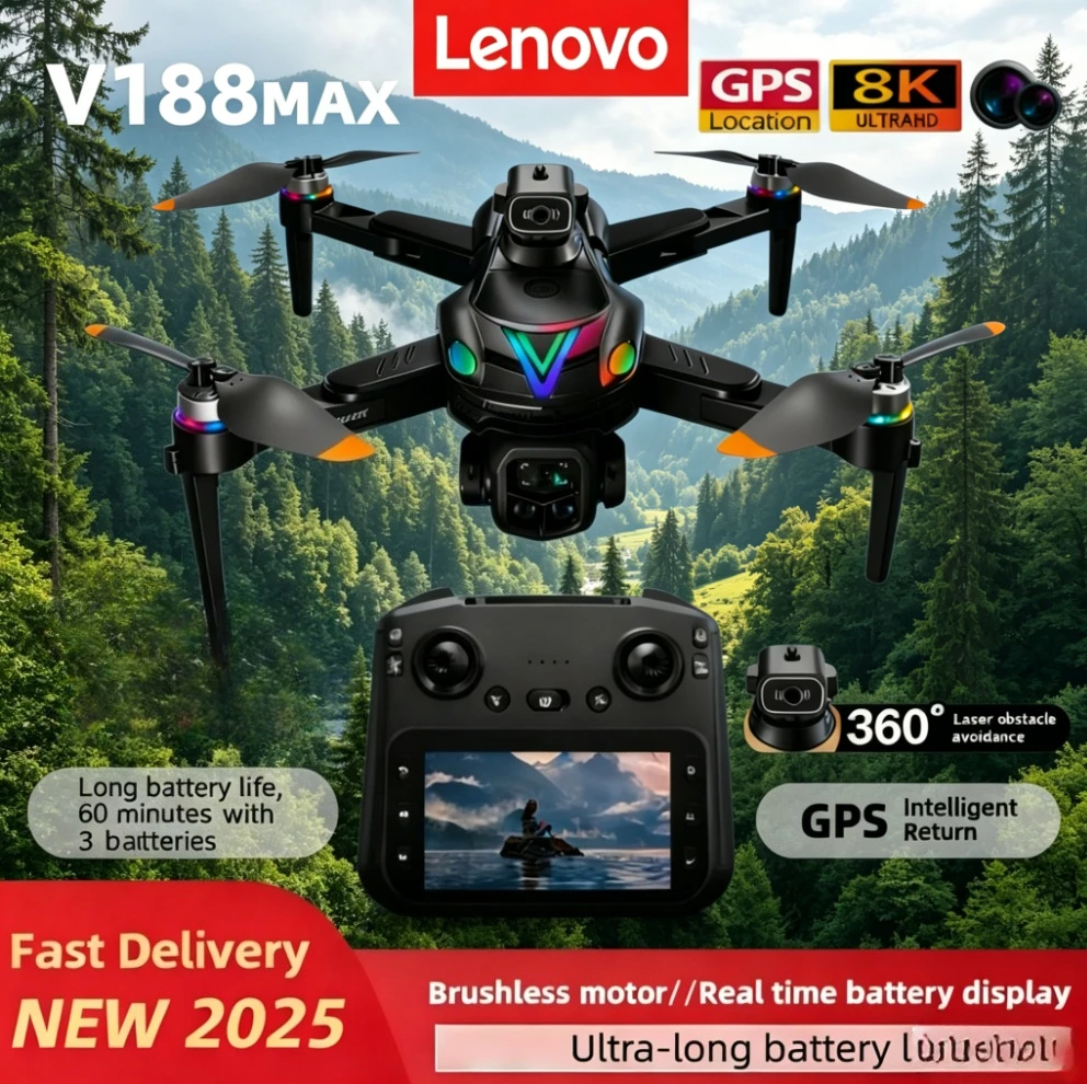 Профессиональный GPS-дрон Lenovo V188MAX с камерой 8K, FPV, функцией обхода препятствий, пультом ДУ с экраном и складной конструкцией
Профессиональный GPS-дрон Lenovo V188MAX с камерой 8K, FPV, функцией обхода препятствий, пультом ДУ с экраном и складной конструкцией