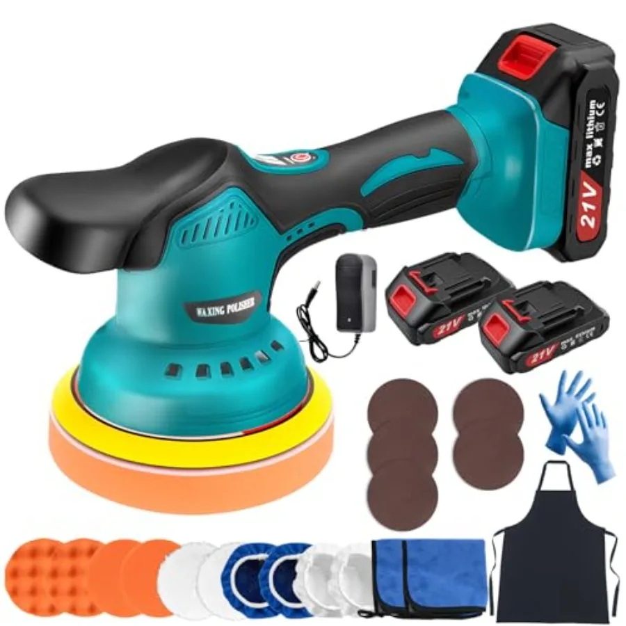 Cordless Car Buffer Polisher Kit with 2x2V Batteries, 6 Inch Car Polisher with 8 Variable Speed Max 6000RPM and 2 PCS Attachmen
Cordless Car Buffer Polisher Kit with 2x2V Batteries, 6 Inch Car Polisher with 8 Variable Speed Max 6000RPM and 2 PCS Attachmen