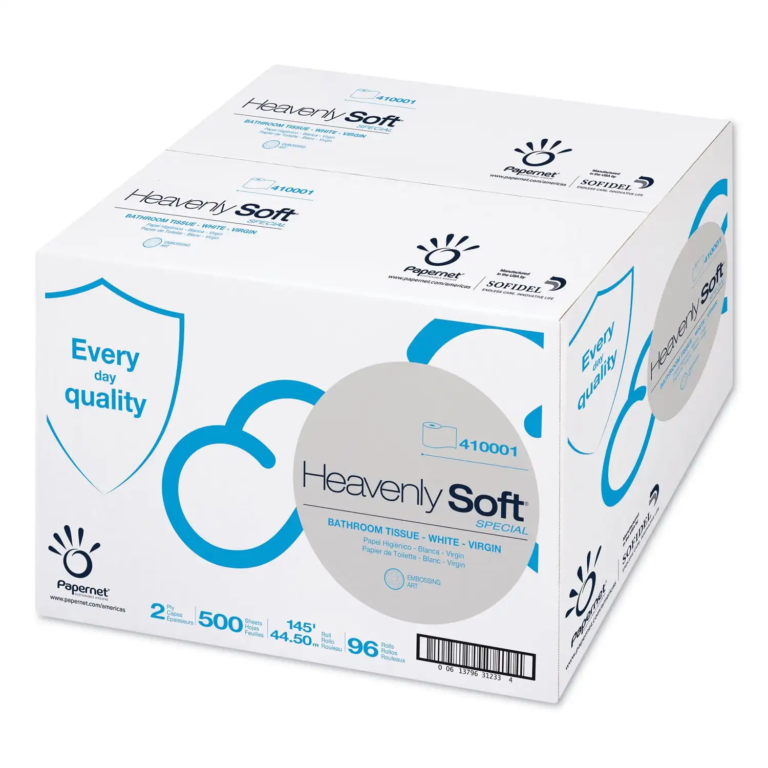 Heavenly Soft Toilet Tissue Paper, Septic Safe, 2-Ply, White 4.1 X 146 Ft, 500 Sheets/Roll, 96 Rolls/Carton
Heavenly Soft Toilet Tissue Paper, Septic Safe, 2-Ply, White 4.1 X 146 Ft, 500 Sheets/Roll, 96 Rolls/Carton
