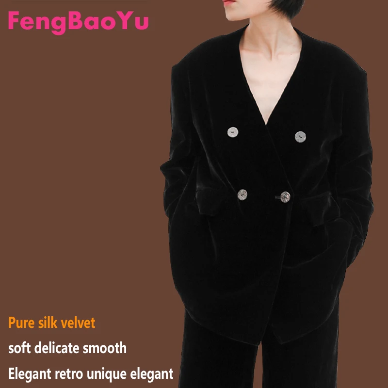 Luxurious Silk Velvet Ladies' Suit Original High-end Design, V-neck Fashionable Women's Wear, Business Casual Loose Comfortable
Luxurious Silk Velvet Ladies' Suit Original High-end Design, V-neck Fashionable Women's Wear, Business Casual Loose Comfortable
