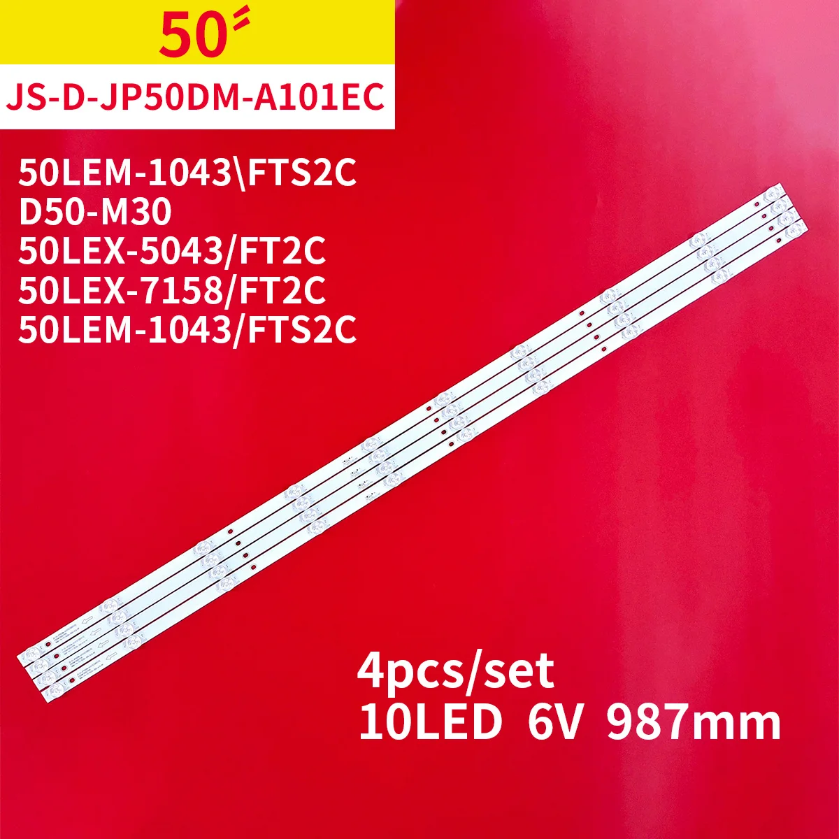Светодиодная лента для подсветки телевизора 50 дюймов, 4 шт./1 комплект for 50" TV VEKTA LD-50SF6015BT BBK 50lem-1043/fts2c 50LEX-8158/UTS2C JS-D-JP50DM-A101EC
Светодиодная лента для подсветки телевизора 50 дюймов, 4 шт./1 комплект for 50" TV VEKTA LD-50SF6015BT BBK 50lem-1043/fts2c 50LEX-8158/UTS2C JS-D-JP50DM-A101EC