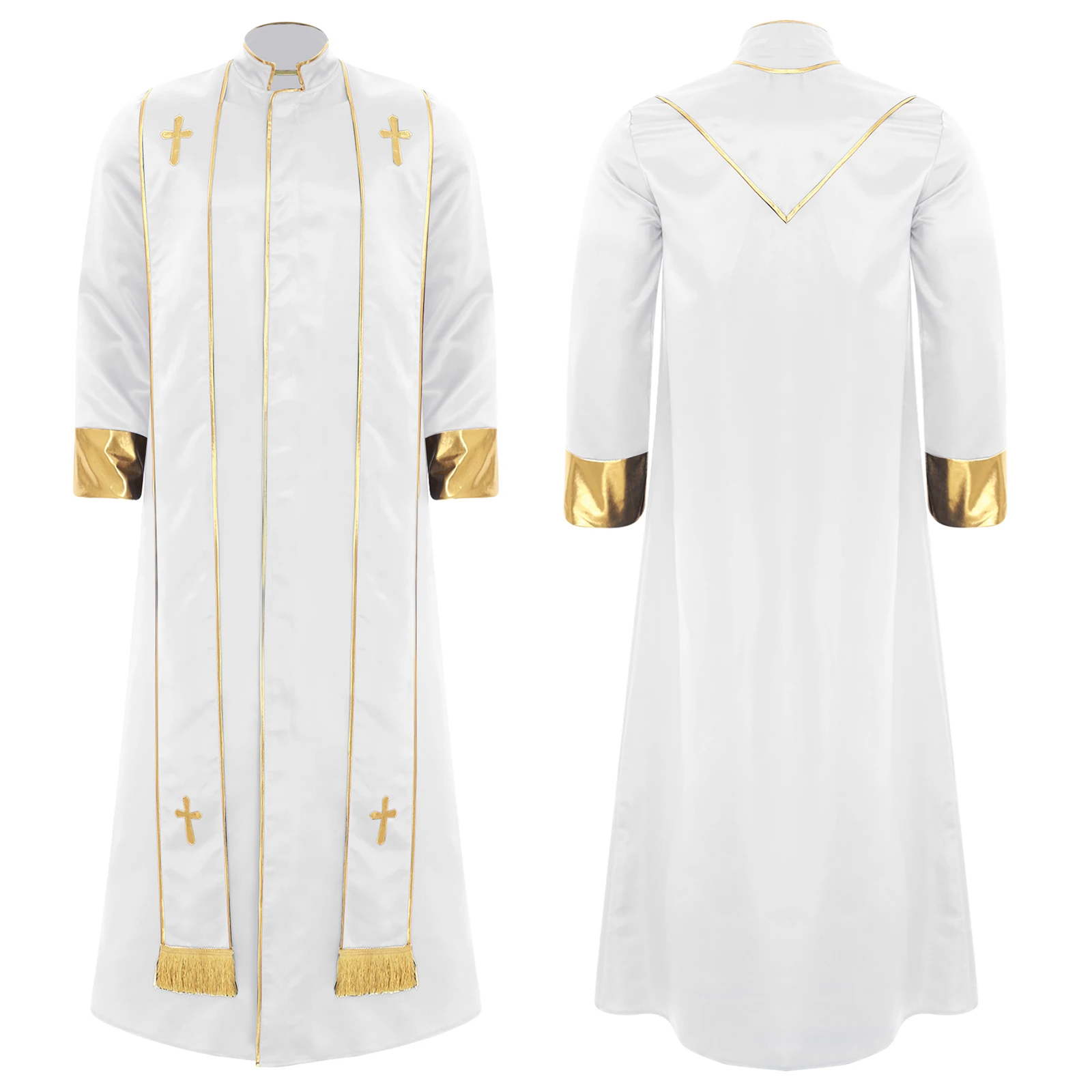 Men's Priest Clergyman Preacher Cosplay Robe with Stole Long Sleeve Vestments for Catholic Priest Halloween Cosplay Costumes
Men's Priest Clergyman Preacher Cosplay Robe with Stole Long Sleeve Vestments for Catholic Priest Halloween Cosplay Costumes