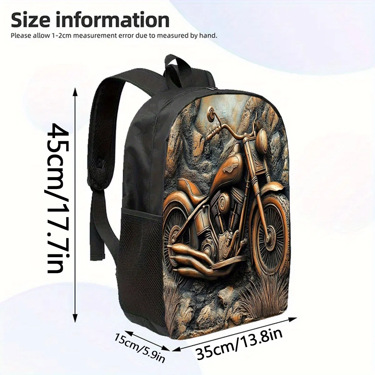 JIT 1pc, Wood Carving Motorcycle Large Capacity 17 Inch Casual Backpack Laptop Bag with Water Bottle Holder - Lightweight
JIT 1pc, Wood Carving Motorcycle Large Capacity 17 Inch Casual Backpack Laptop Bag with Water Bottle Holder - Lightweight