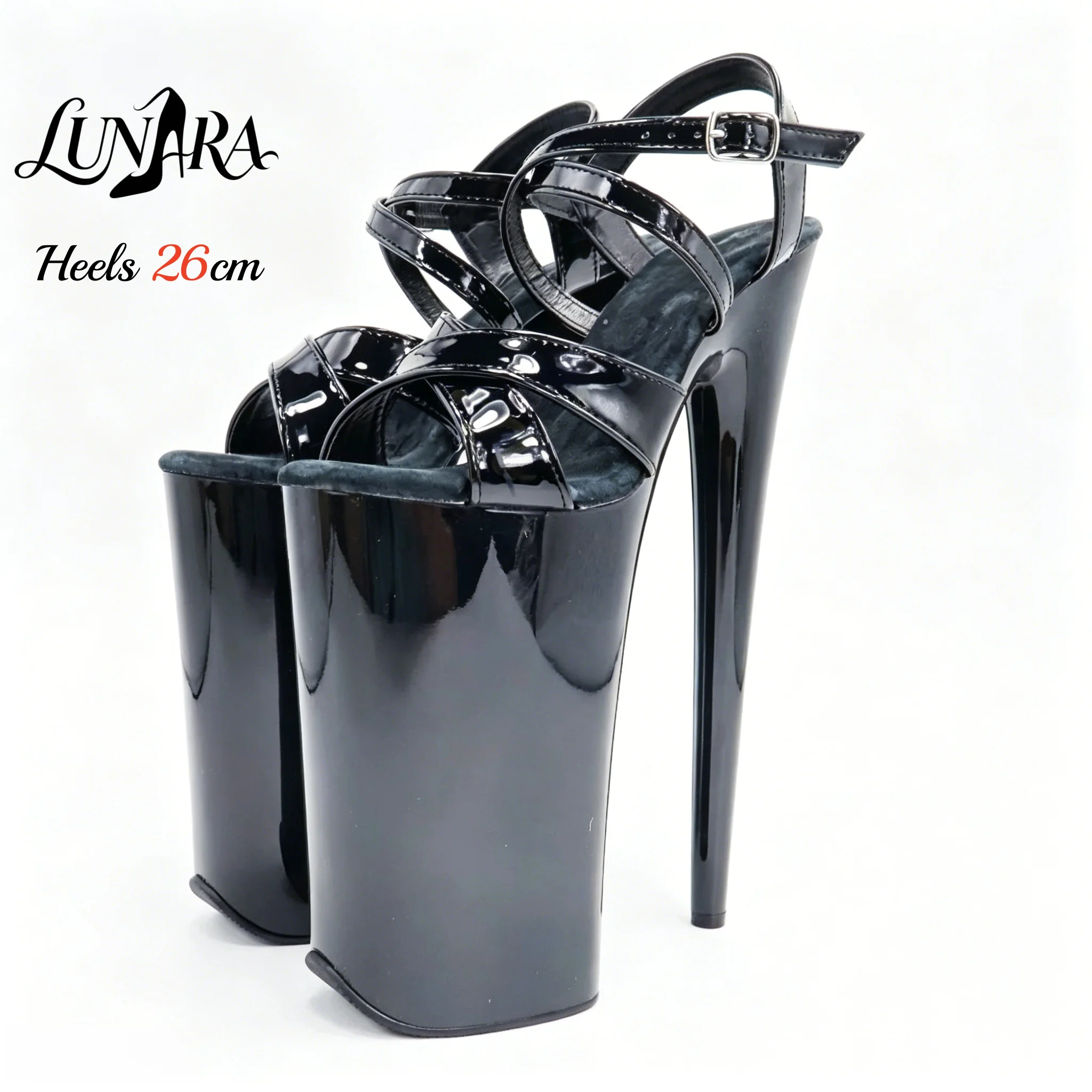 Womens 26cm/10Inch Black Patent Strappy Buckle Open Toe Platform Extreme Stiletto Sandal Stripper shoe Pole dance Club Rave
Womens 26cm/10Inch Black Patent Strappy Buckle Open Toe Platform Extreme Stiletto Sandal Stripper shoe Pole dance Club Rave