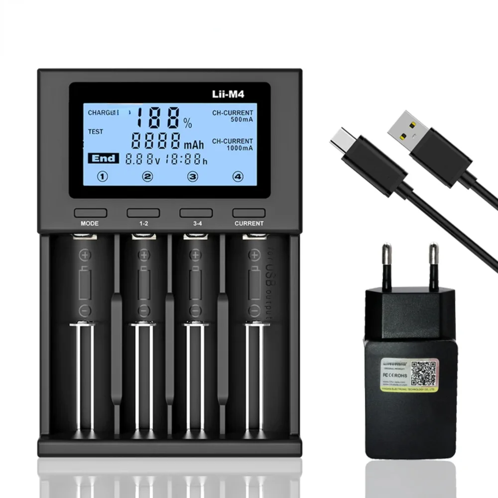 Lii-M4 18650 Зарядное устройство с ЖК-дисплеем Умное зарядное устройство Тестовая емкость 26650 18650 21700 AA AAA Батарея 4 слота 5 В 2 А
Lii-M4 18650 Зарядное устройство с ЖК-дисплеем Умное зарядное устройство Тестовая емкость 26650 18650 21700 AA AAA Батарея 4 слота 5 В 2 А