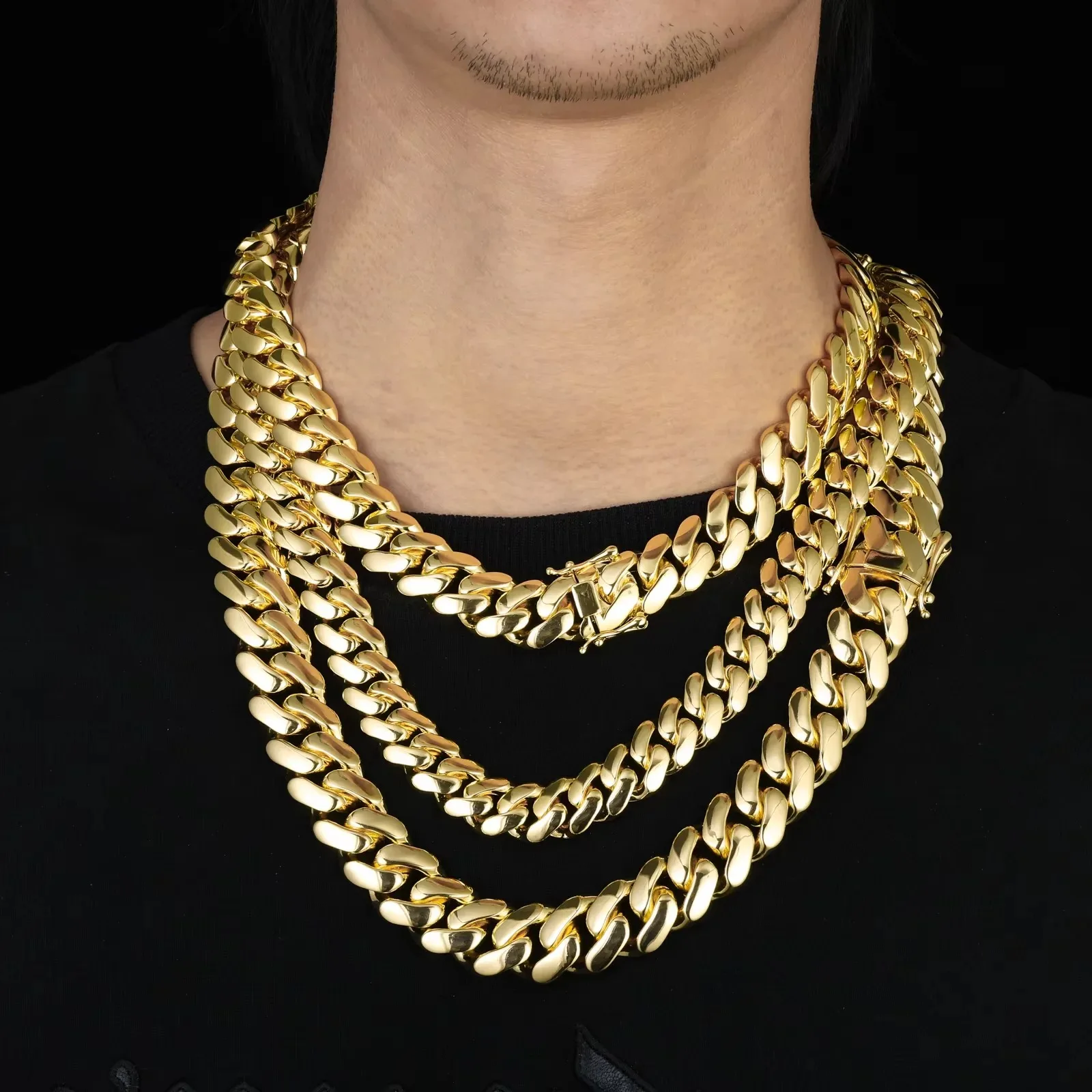 Men's Luxury Stainless Steel Cuban Link Necklace - 12/14/18/20/22mm Thick Miami Chain Hip Hop Iced Out Rapper Jewelry
Men's Luxury Stainless Steel Cuban Link Necklace - 12/14/18/20/22mm Thick Miami Chain Hip Hop Iced Out Rapper Jewelry