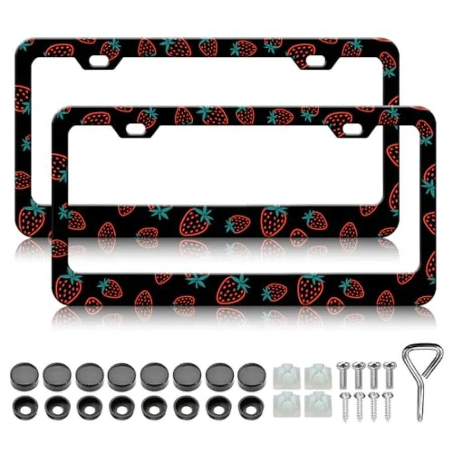 Strawberry License Plate Frame - 2PCS Cute Red Strawberry Aluminium Metal License Plate Holder, Rust-Proof Waterproof Car Decor
Strawberry License Plate Frame - 2PCS Cute Red Strawberry Aluminium Metal License Plate Holder, Rust-Proof Waterproof Car Decor