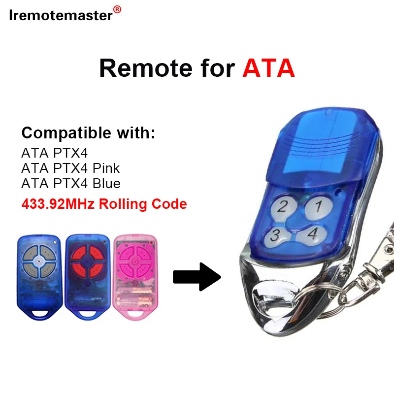 Compatible With ATA PTX4 Securacode Garage Door / Gate Remote Control 433.92MHz Rolling Code Electronic Gate Control Transmitter
Compatible With ATA PTX4 Securacode Garage Door / Gate Remote Control 433.92MHz Rolling Code Electronic Gate Control Transmitter