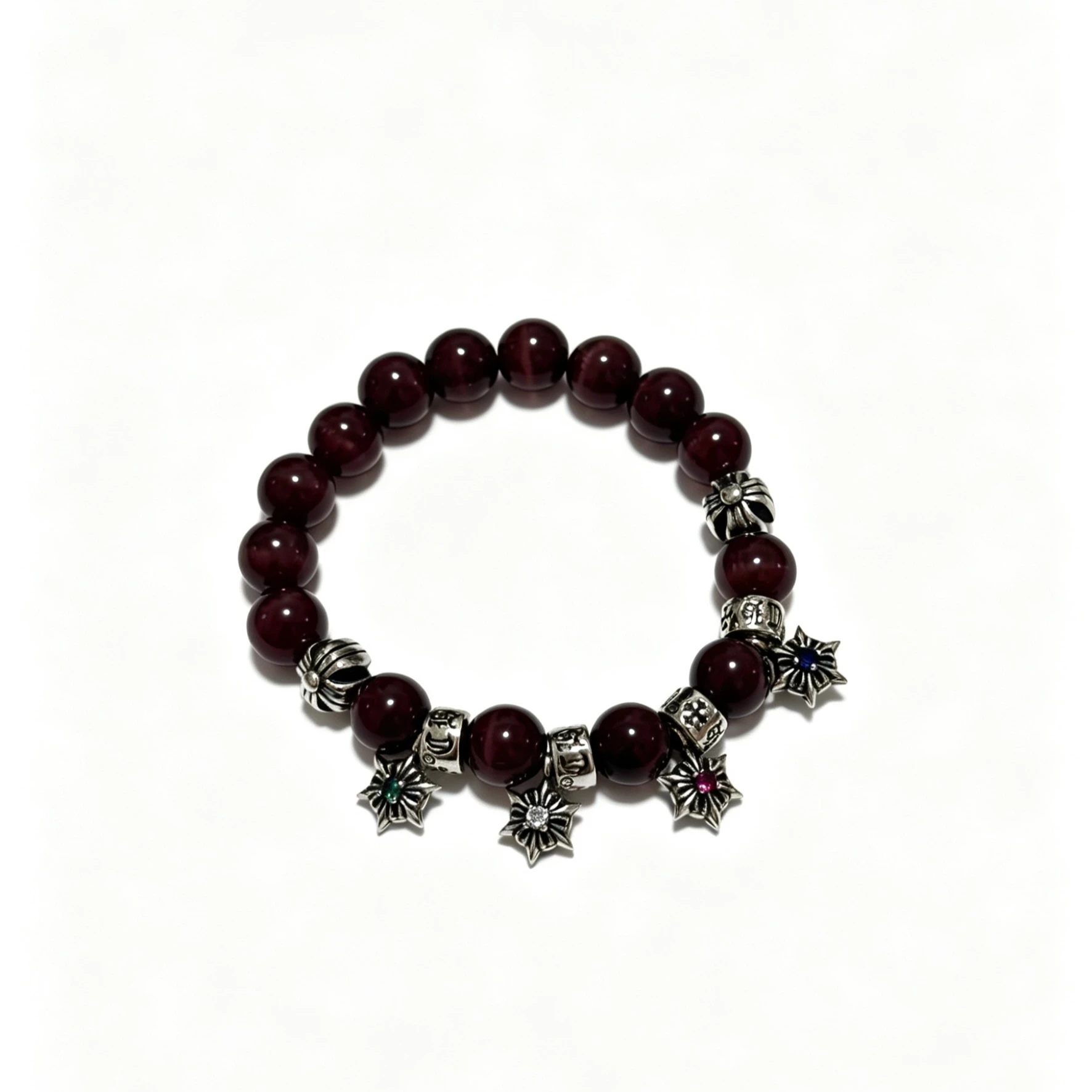 Vintage S925 sterling silver old five-pointed star charm CH bracelet classic antique round bead bracelet bracelet for women
Vintage S925 sterling silver old five-pointed star charm CH bracelet classic antique round bead bracelet bracelet for women