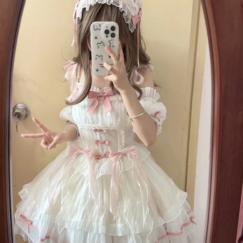 2026 New Japanese Kawaii Lolita Dress Women's Sweet Puff Sleeves Lace Ruffles Bow Trailing Y2k Birthday Party Princess Dresses
2026 New Japanese Kawaii Lolita Dress Women's Sweet Puff Sleeves Lace Ruffles Bow Trailing Y2k Birthday Party Princess Dresses