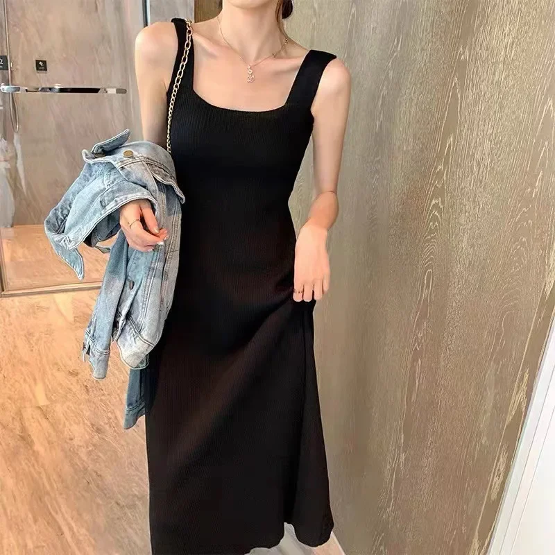 Sleeveless Knitted Midi Dress Summer Autumn Women Black A-line Long Dress Korean French Elegant Evening Dresses Vestidos 니트 드레스
Sleeveless Knitted Midi Dress Summer Autumn Women Black A-line Long Dress Korean French Elegant Evening Dresses Vestidos 니트 드레스