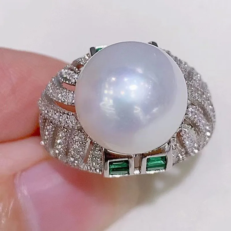 High quality near-round fine flaws 12-13mm Edison pearl 925 sterling silver Seiko inlaid Zhuji pearl ring women
High quality near-round fine flaws 12-13mm Edison pearl 925 sterling silver Seiko inlaid Zhuji pearl ring women