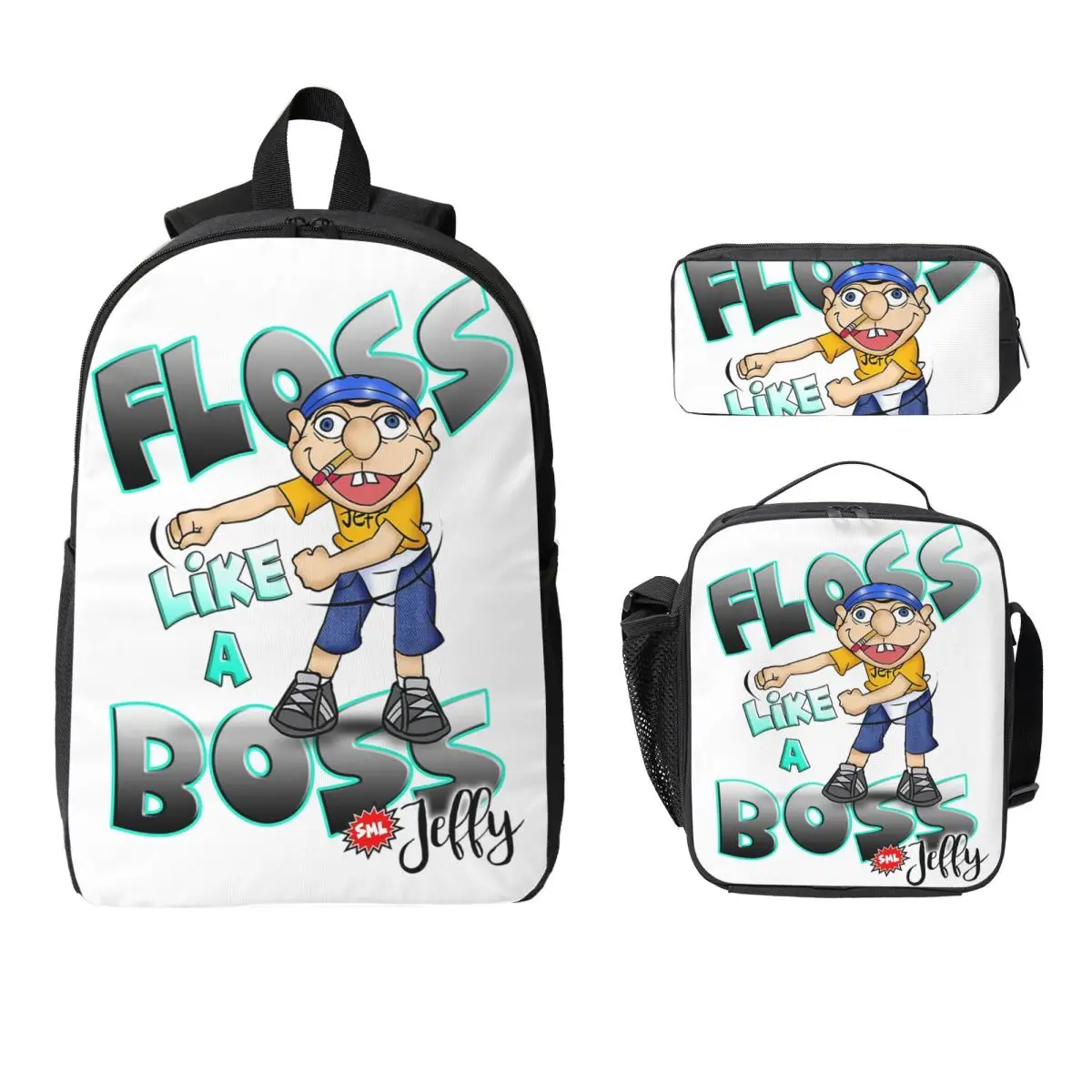 Jeffy Floss Like A Boss - SML Backpack Boys Girls BookBag School Bag Laptop Shoulder Bags 3ps Insulated Lunch Bag Pencil Case
Jeffy Floss Like A Boss - SML Backpack Boys Girls BookBag School Bag Laptop Shoulder Bags 3ps Insulated Lunch Bag Pencil Case