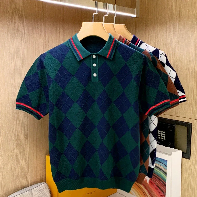 Spring Summer Men Short Sleeve Polo Shirt Male Plaid Contrast Color Slim Fit Mesh Fabric Ventilate Golf Polo Shirt 2024 W49
Spring Summer Men Short Sleeve Polo Shirt Male Plaid Contrast Color Slim Fit Mesh Fabric Ventilate Golf Polo Shirt 2024 W49