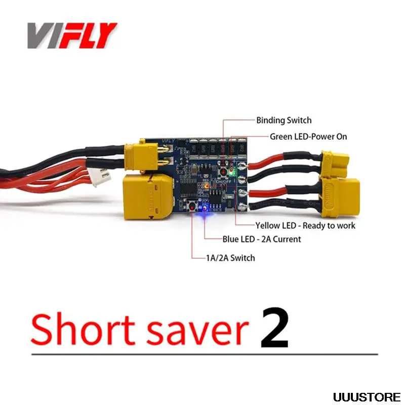 VIFLY ShortSaver 2, умная дымовая пробка, кнопка включения, электронный предохранитель для предотвращения короткого замыкания, перегрузки по току 2-6S XT30 TX60
VIFLY ShortSaver 2, умная дымовая пробка, кнопка включения, электронный предохранитель для предотвращения короткого замыкания, перегрузки по току 2-6S XT30 TX60