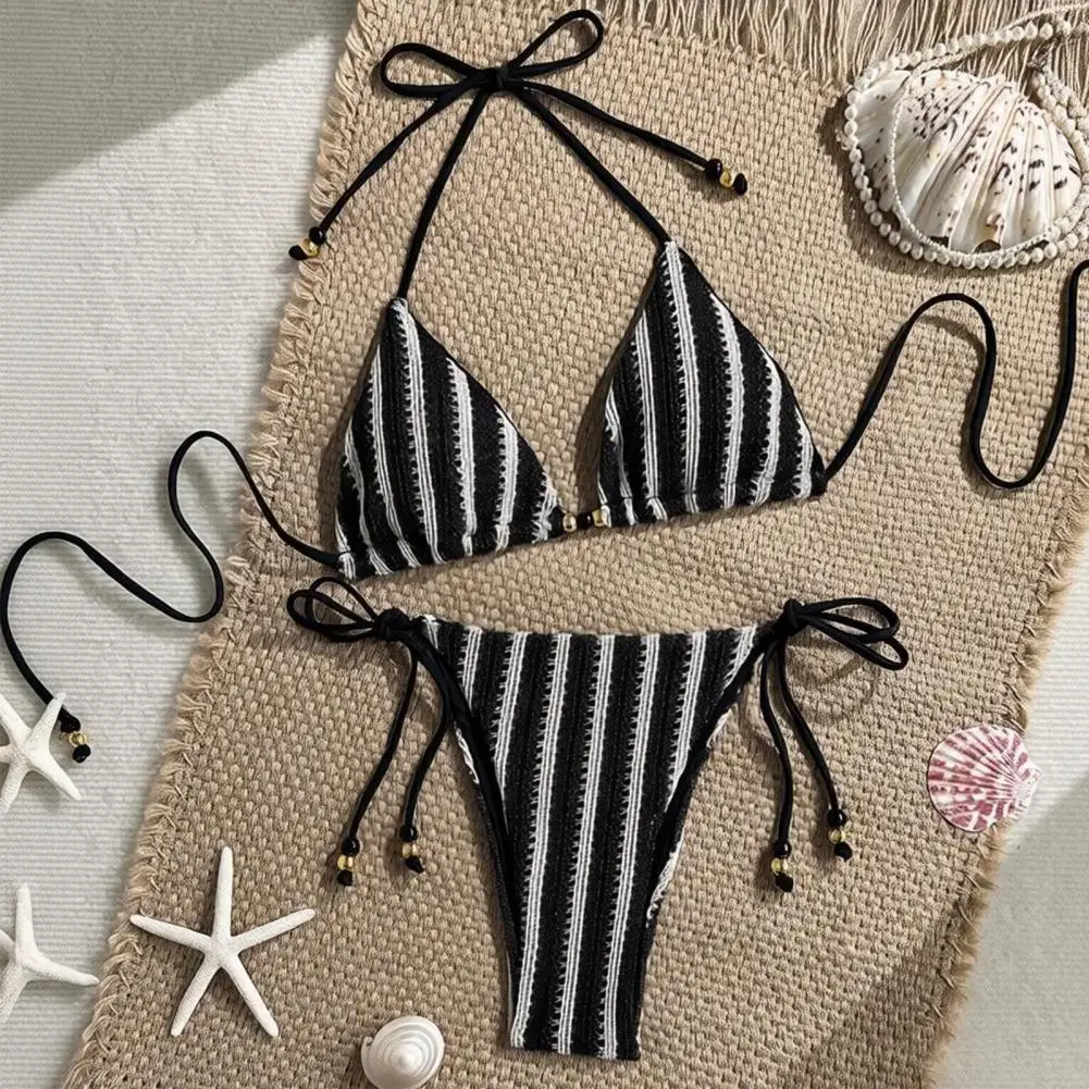 Lace-up Swimming Bottoms Bikini Set ,Knitted Hollow Fabric Halter Bra With Chest Pad No Steel Support Swimsuit Beach Bikinis
Lace-up Swimming Bottoms Bikini Set ,Knitted Hollow Fabric Halter Bra With Chest Pad No Steel Support Swimsuit Beach Bikinis