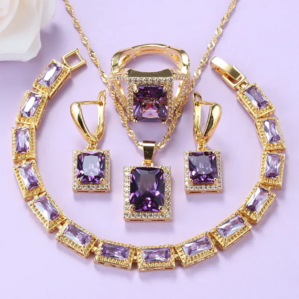 Mexican Jewelry Sets Gold-Color Romantic Wedding Bridal Accessories Purple Crystal NecklaceAnd Earrings Bracelet Sets
Mexican Jewelry Sets Gold-Color Romantic Wedding Bridal Accessories Purple Crystal NecklaceAnd Earrings Bracelet Sets