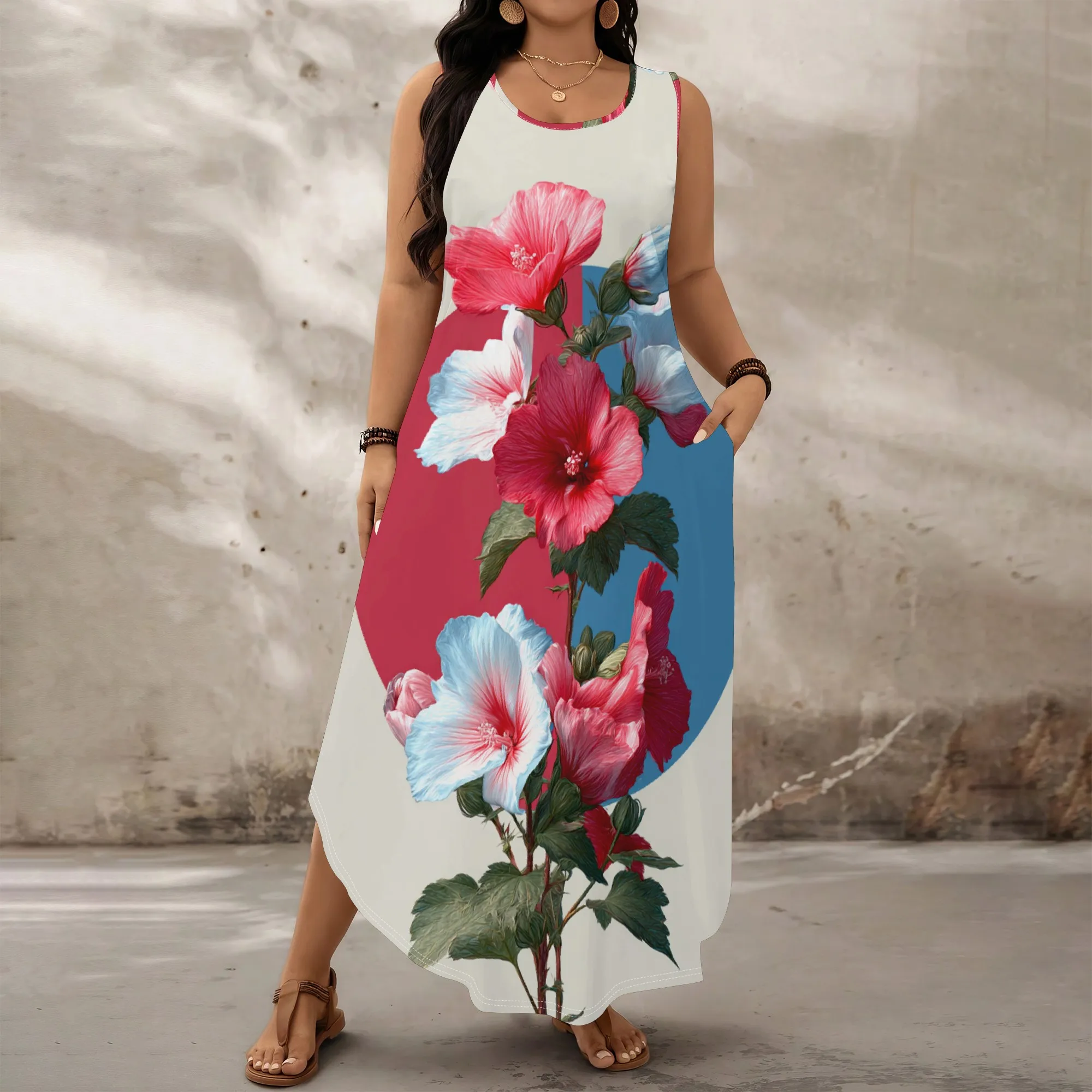 Floral Print Sleeveless Maxi Dress, Plus Size XL-6XL – Casual Summer Dress with Pockets
Floral Print Sleeveless Maxi Dress, Plus Size XL-6XL – Casual Summer Dress with Pockets