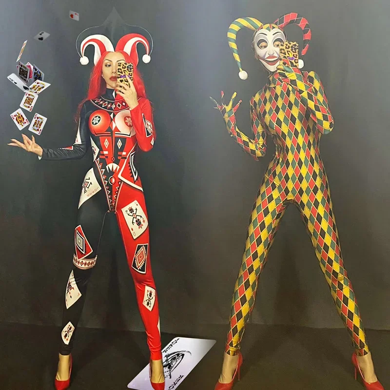 Playing Cards Printed Jumpsuit Magic Clown Suit Stage Performance Clothing Cosplay Costume Unisex Nightclub Rave Outfit DT2388
Playing Cards Printed Jumpsuit Magic Clown Suit Stage Performance Clothing Cosplay Costume Unisex Nightclub Rave Outfit DT2388